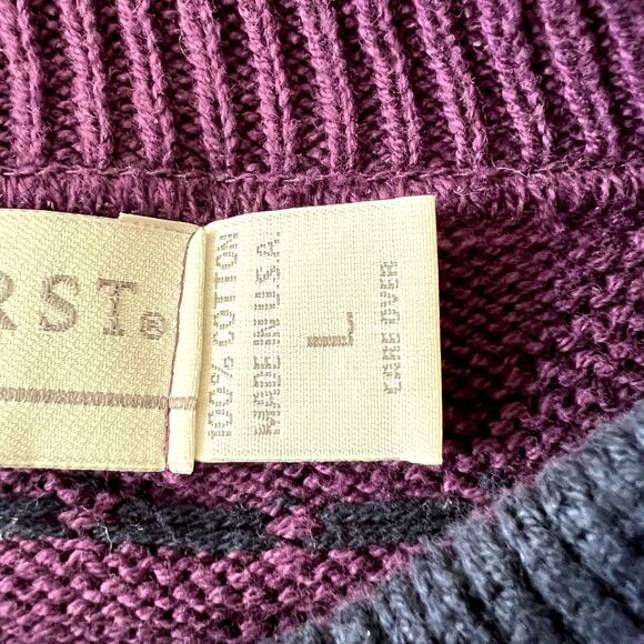 Andhurst Mens 90s Knit Cotton Sweater Purple Dot Stripe Size Large Grandpa Retro - Picture 4 of 5